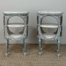 Pair 19th Century French Louis XVI Painted Oval End Tables with Marble