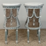 Pair 19th Century French Louis XVI Painted Oval End Tables with Marble