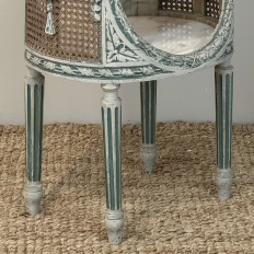 Pair 19th Century French Louis XVI Painted Oval End Tables with Marble