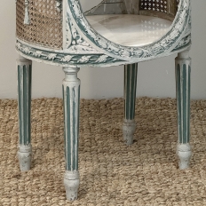 Pair 19th Century French Louis XVI Painted Oval End Tables with Marble