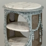 Pair 19th Century French Louis XVI Painted Oval End Tables with Marble