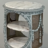 Pair 19th Century French Louis XVI Painted Oval End Tables with Marble