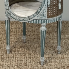 Pair 19th Century French Louis XVI Painted Oval End Tables with Marble