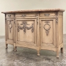 19th Century French Louis XVI Marble Top Buffet in Stripped Oak