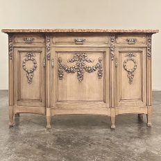 19th Century French Louis XVI Marble Top Buffet in Stripped Oak