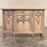 19th Century French Louis XVI Marble Top Buffet in Stripped Oak