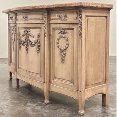 19th Century French Louis XVI Marble Top Buffet in Stripped Oak