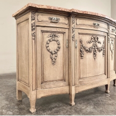 19th Century French Louis XVI Marble Top Buffet in Stripped Oak