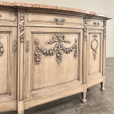 19th Century French Louis XVI Marble Top Buffet in Stripped Oak