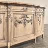19th Century French Louis XVI Marble Top Buffet in Stripped Oak