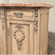 19th Century French Louis XVI Marble Top Buffet in Stripped Oak