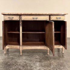 19th Century French Louis XVI Marble Top Buffet in Stripped Oak