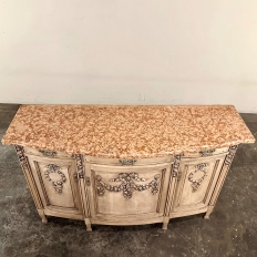 19th Century French Louis XVI Marble Top Buffet in Stripped Oak