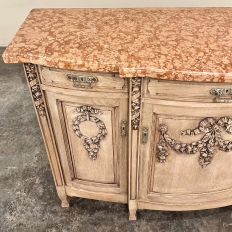 19th Century French Louis XVI Marble Top Buffet in Stripped Oak