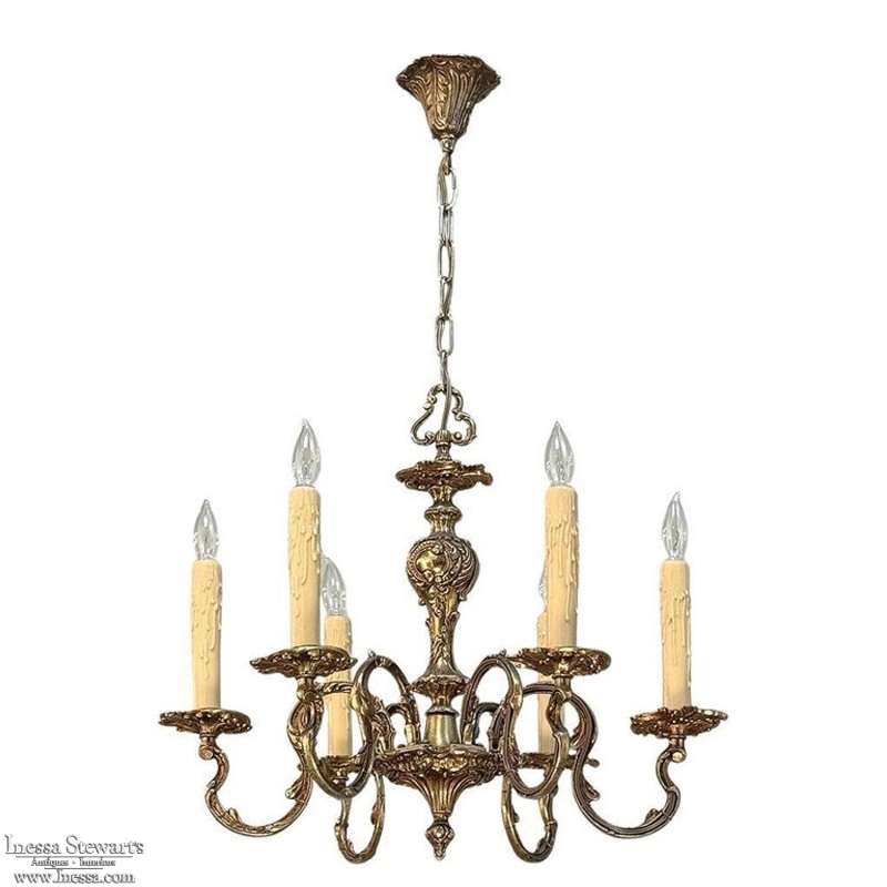 Antique French Louis XV Brass Chandelier
