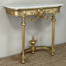 19th Century French Louis XVI Giltwood Console with Carrara Marble