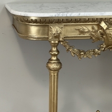 19th Century French Louis XVI Giltwood Console with Carrara Marble