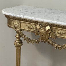 19th Century French Louis XVI Giltwood Console with Carrara Marble