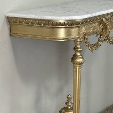 19th Century French Louis XVI Giltwood Console with Carrara Marble