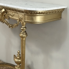 19th Century French Louis XVI Giltwood Console with Carrara Marble