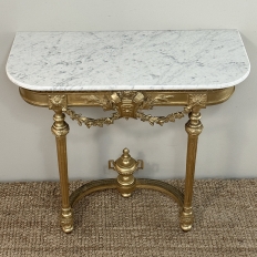 19th Century French Louis XVI Giltwood Console with Carrara Marble