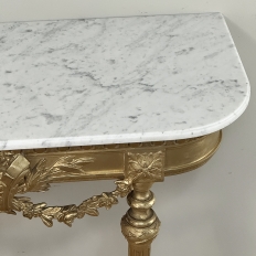 19th Century French Louis XVI Giltwood Console with Carrara Marble