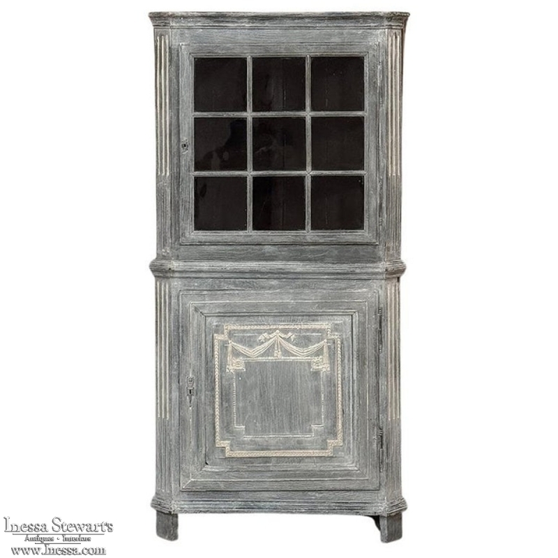 18th Century Swedish Neoclassical Painted Corner Vitrine ~ Curio Cabinet