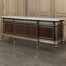 Grand Antique French Louis XVI Mahogany Marble Top Buffet a l'Etrusque