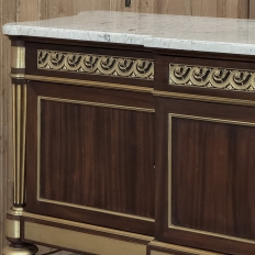 Grand Antique French Louis XVI Mahogany Marble Top Buffet a l'Etrusque