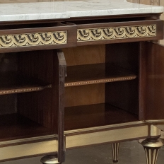 Grand Antique French Louis XVI Mahogany Marble Top Buffet a l'Etrusque