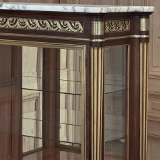 Antique French Louis XVI Mahogany Vitrine with Carrara Marble