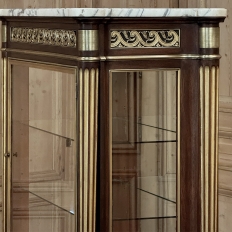 Antique French Louis XVI Mahogany Vitrine with Carrara Marble