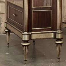 Antique French Louis XVI Mahogany Vitrine with Carrara Marble