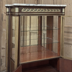 Antique French Louis XVI Mahogany Vitrine with Carrara Marble