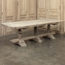Antique Rustic Country French Triple Pedestal Trestle Dining Table