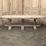 Antique Rustic Country French Triple Pedestal Trestle Dining Table