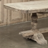 Antique Rustic Country French Triple Pedestal Trestle Dining Table