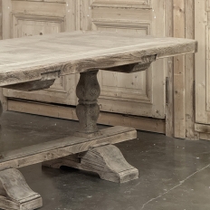 Antique Rustic Country French Triple Pedestal Trestle Dining Table