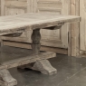 Antique Rustic Country French Triple Pedestal Trestle Dining Table