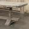 Antique Rustic Country French Triple Pedestal Trestle Dining Table