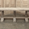 Antique Rustic Country French Triple Pedestal Trestle Dining Table