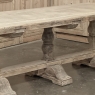 Antique Rustic Country French Triple Pedestal Trestle Dining Table
