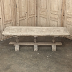 Antique Rustic Country French Triple Pedestal Trestle Dining Table