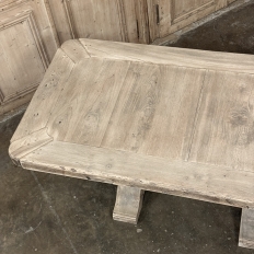 Antique Rustic Country French Triple Pedestal Trestle Dining Table