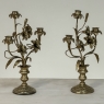 Pair Napoleon III Period Bronze Floral Candelabra