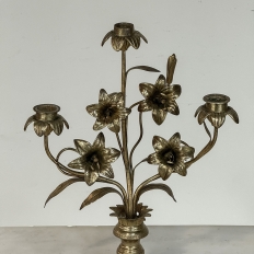 Pair Napoleon III Period Bronze Floral Candelabra