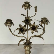 Pair Napoleon III Period Bronze Floral Candelabra