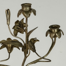 Pair Napoleon III Period Bronze Floral Candelabra