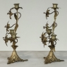 Pair Napoleon III Period Bronze Floral Candelabra