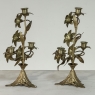 Pair Napoleon III Period Bronze Floral Candelabra